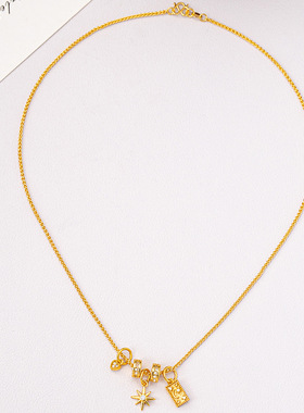 中古太阳花星辰吊坠项链锁骨链2025新款新中式复古小众秋冬毛衣