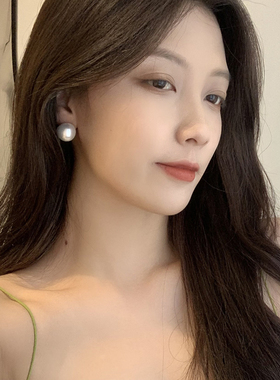 Jennie同款珍珠耳钉气质百搭耳环ins小众耳饰蚊香盘无耳洞耳夹女