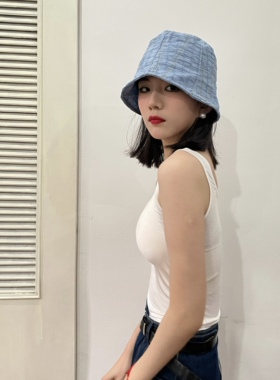 盆帽日系休闲男女百搭撞色褶皱