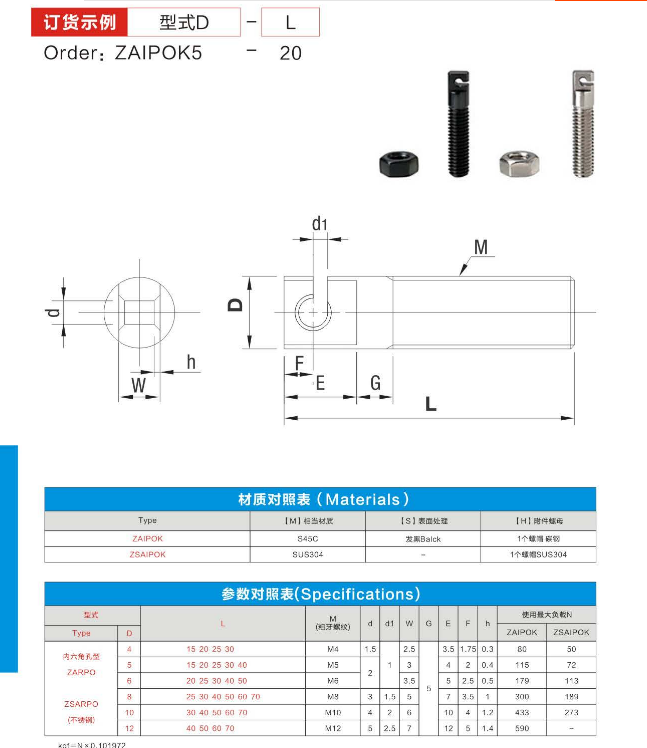 FFL01-M4/M5/M6拉伸弹簧支柱缺口孔型-图1