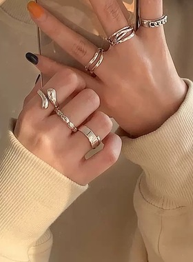 欧美跨境饰品时尚个性戒指女简约百搭小众设计感食指戒