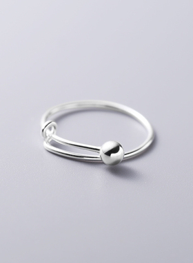未晚珠子戒指女简约设计感小众轻奢素戒开口戒食指戒可调节ins