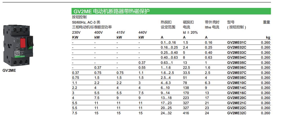 【原装正品】施耐德GV2ME01C 电动机断路器 GV2-ME01C 0.1-0.16A - 图2