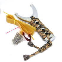 Precision outdoor powerful flat leather slingshot alloy competitive flying tiger fork high power field bomber frame strap leather band model