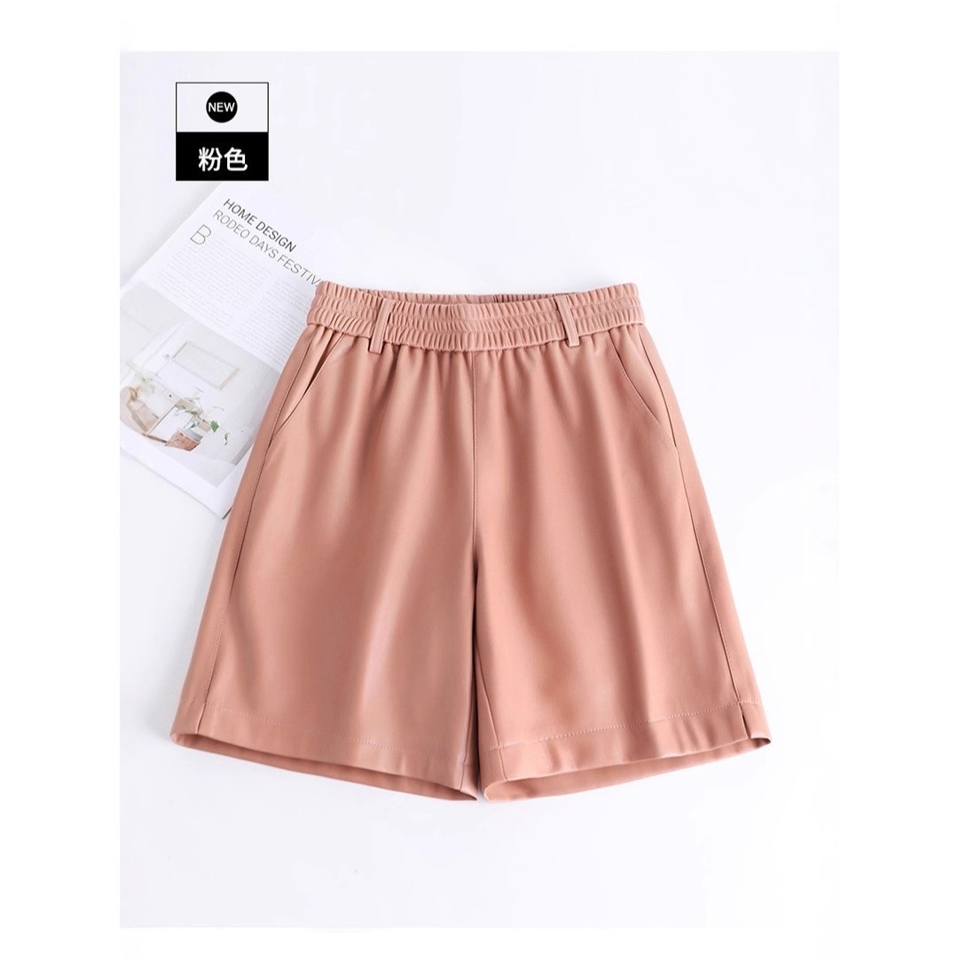 2025秋新款真皮皮裤女高腰半裤绵羊皮短裤宽松中裤直筒阔腿五分裤,淘宝优惠券,粉丝福利购,淘宝优惠卷