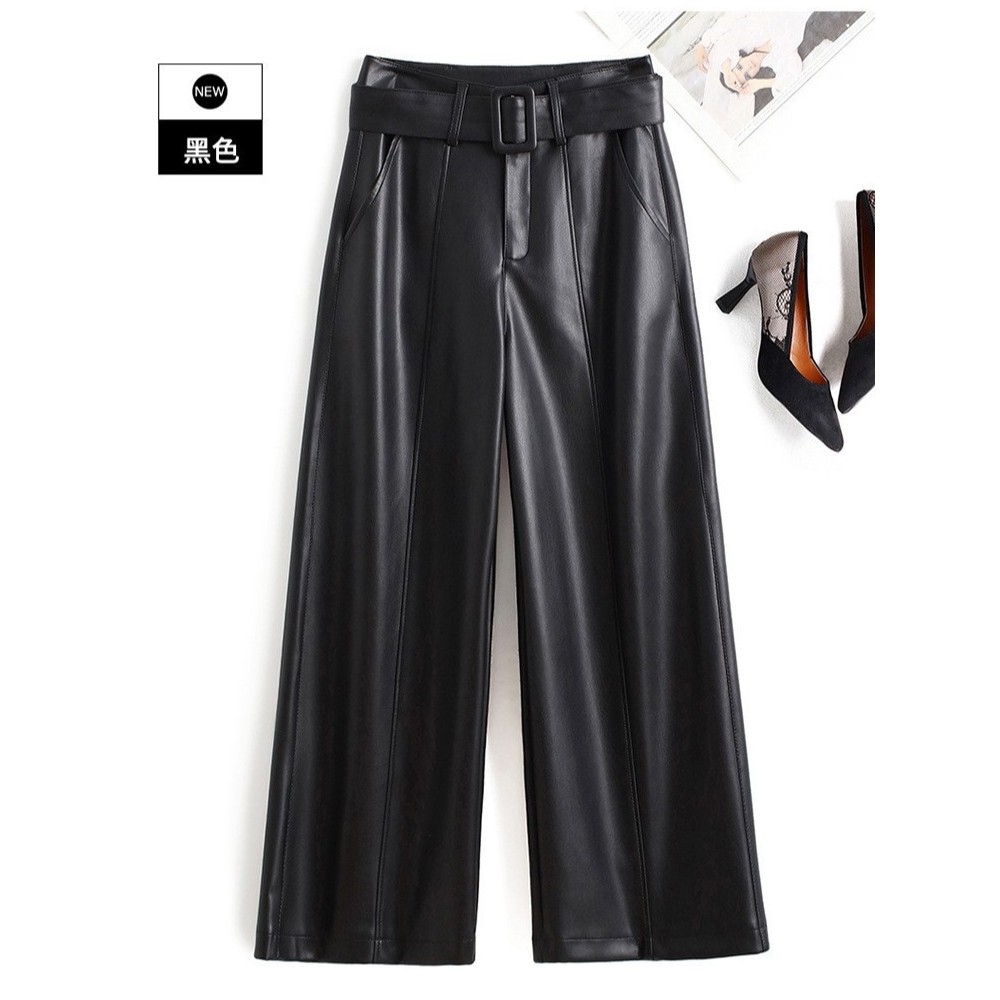 海宁绵羊皮裤女2025秋冬新款高腰阔腿裤环保皮大码长裤加绒休闲裤,淘宝优惠券,粉丝福利购,淘宝优惠卷