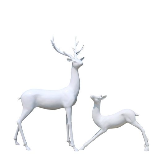 户外玻璃钢仿真白色鹿雕塑摆件售楼部营销中心园林草坪动物装饰品-图3