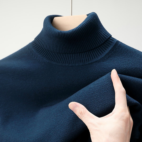 秋冬季羊绒衫男士高领加厚针织衫宽松毛衣中年羊毛衫男加肥加大码