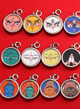 S925银吊坠手绘唐卡文殊绿度母