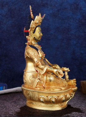 藏传纯铜鎏金黄财神客厅居家室内