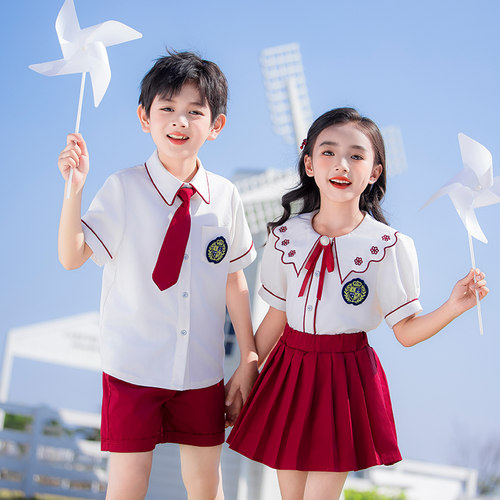幼儿园园服夏季短袖衬衫套装小学生校服一年级运动六一演出服班服 - 图2