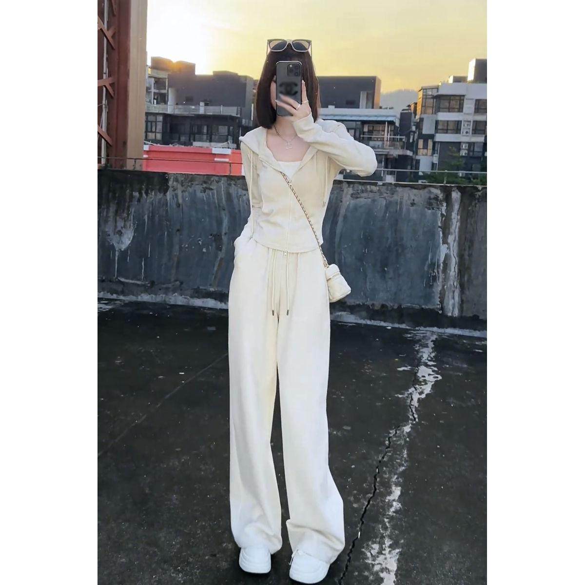 大码春秋季时尚洋气高级感显瘦两件套女连帽卫衣休闲运动套装胖mm,淘宝优惠券,粉丝福利购,淘宝优惠卷