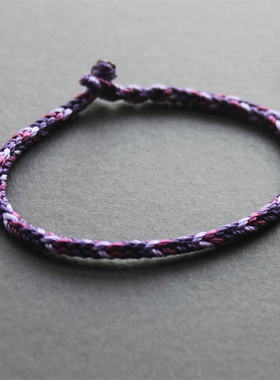 本命年手绳手工编织绳紫色手链