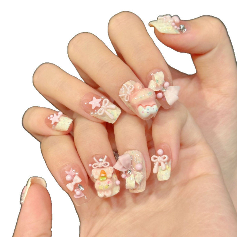 小熊乐园纯手工穿戴甲捏捏草莓萝卜兔冰淇淋指尖夏季可爱百搭美甲,淘宝优惠券,粉丝福利购,淘宝优惠卷