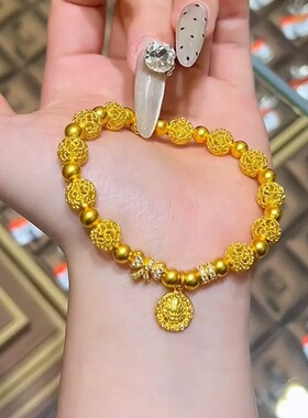2026款古法花丝转运珠绣球黄财神手链金店同款传承复古简约女手串