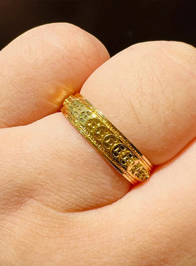 2026新款男女同款黄金色腰缠万贯指环铜钱爆闪钱币戒指男女士饰品