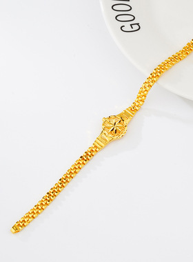 2025新款仿金太阳花手表链女士时尚铜合金首饰久不掉色米字手串女