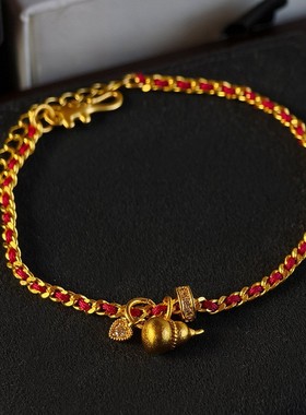 2025真金电镀锆石爱心葫芦手链女轻奢高级感手环国潮小众气质手饰