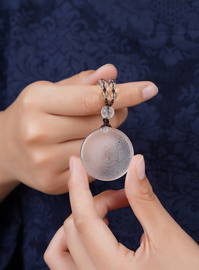 天然白水晶雨宝罗尼吊坠项链男女