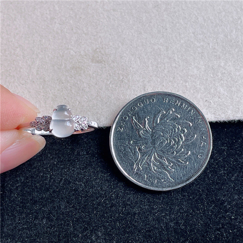 New product in September Hongyu Jadeite 18k gold inlaid ice seed white ice lucky gourd exquisite ring A940910