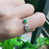 New product in September Hongyu Jadeite 18k gold inlaid ice waxy white ice sun green double cabochon exquisite ring A940909