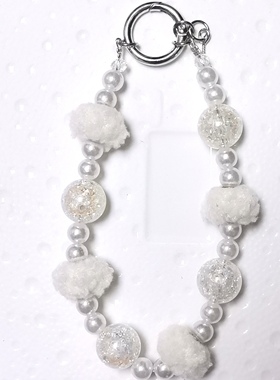 新款毛绒球手机挂件毛绒多彩串珠手机链手机壳挂链挂饰防摔女