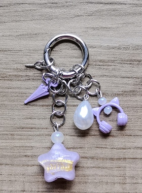 新款油画星星DIY手工配件油画星星带羊角钉提溜包挂钥匙扣挂件