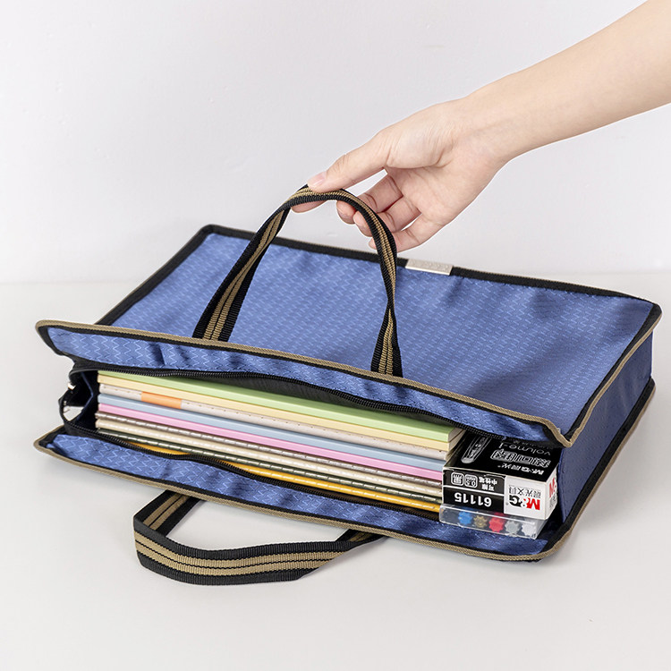 帆布文件袋拉链大容量帆布防水商务办公会议手提公文包拎书袋定制 - 图1