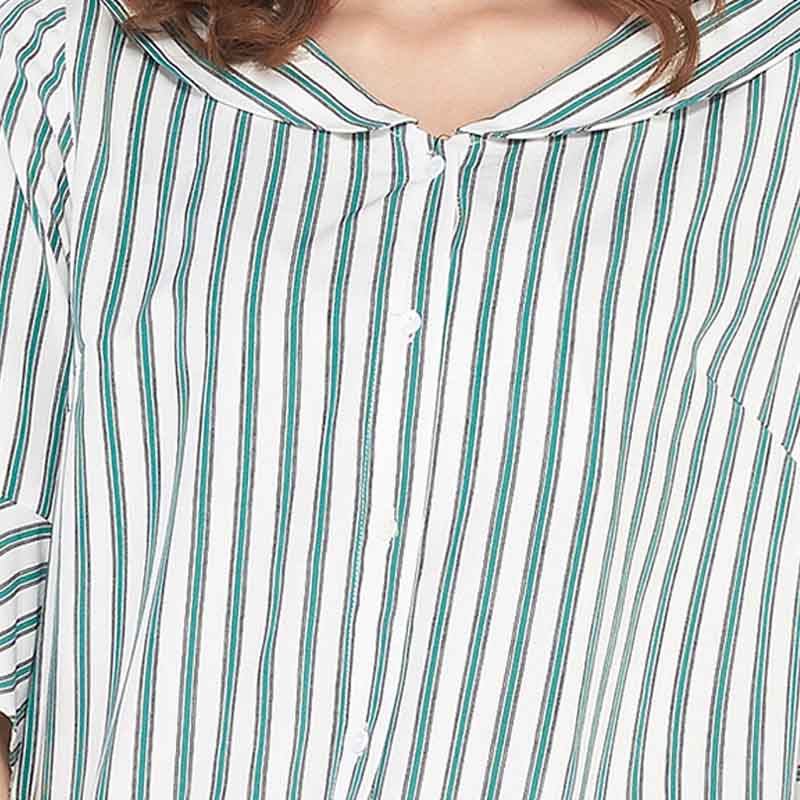 【断码xs/m】艾格条纹五分袖w152衬衫 艾格银座衬衫