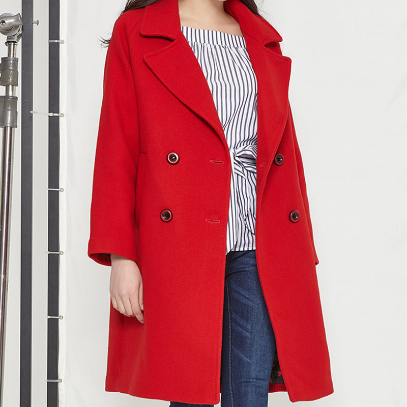 【断码m】艾格春秋季羊毛纯色风衣 艾格银座风衣