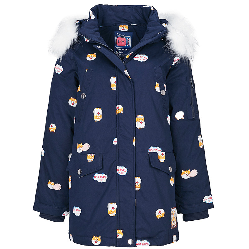 艾格冬装女装印花图案反季白鸭绒 艾格银座羽绒服