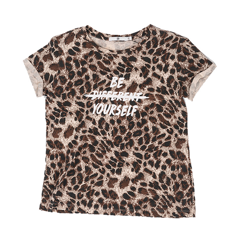 艾格修身花色字母短袖t恤女上衣 艾格银座T恤