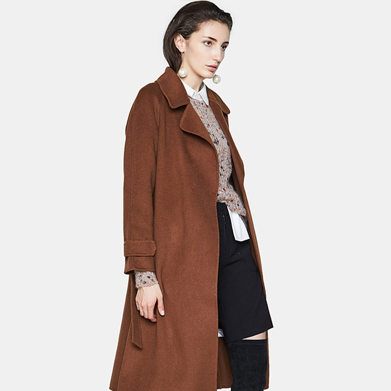 【断码m】艾格冬季女装时尚毛呢大衣 艾格银座毛呢外套