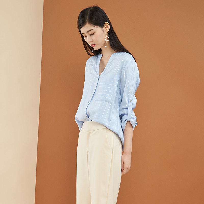 【断码m】艾格中长款z1673衬衫 艾格银座衬衫