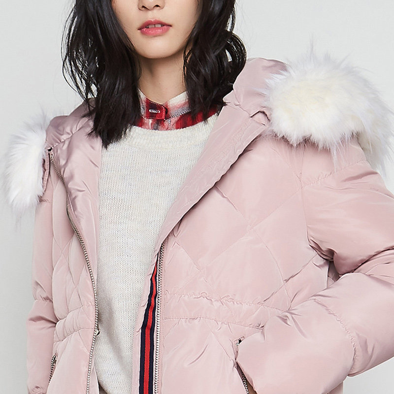 【断码m】艾格冬季女装修身白鸭绒 艾格银座羽绒服