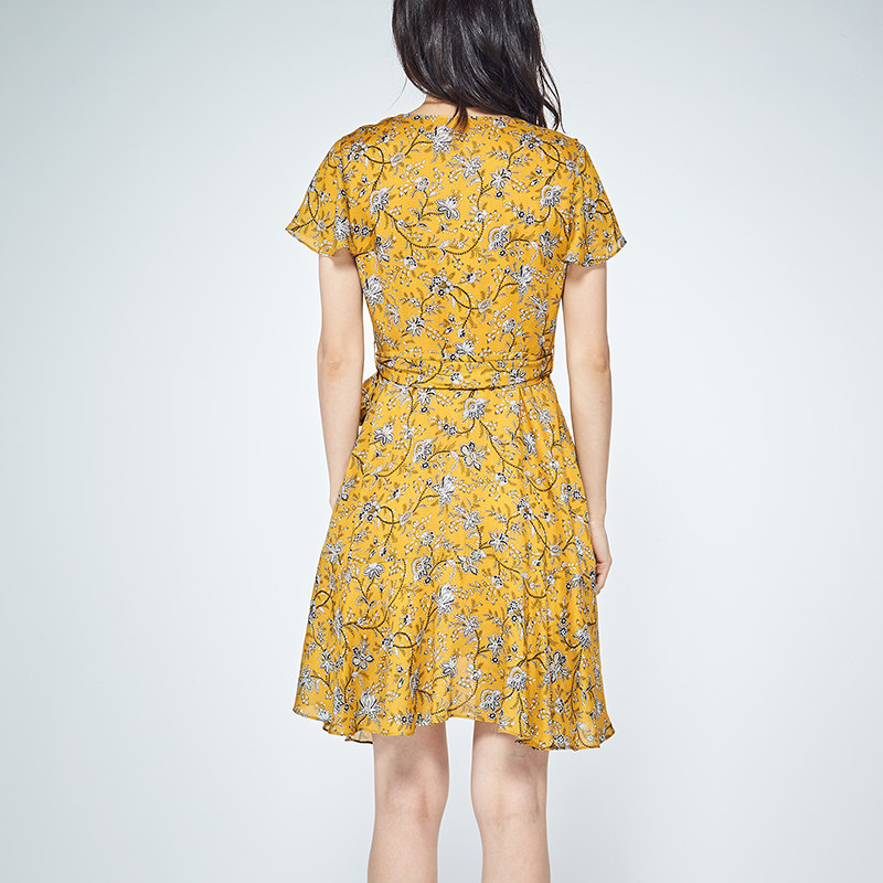 艾格官方旗舰店夏天新品收腰连衣裙 艾格银座连衣裙