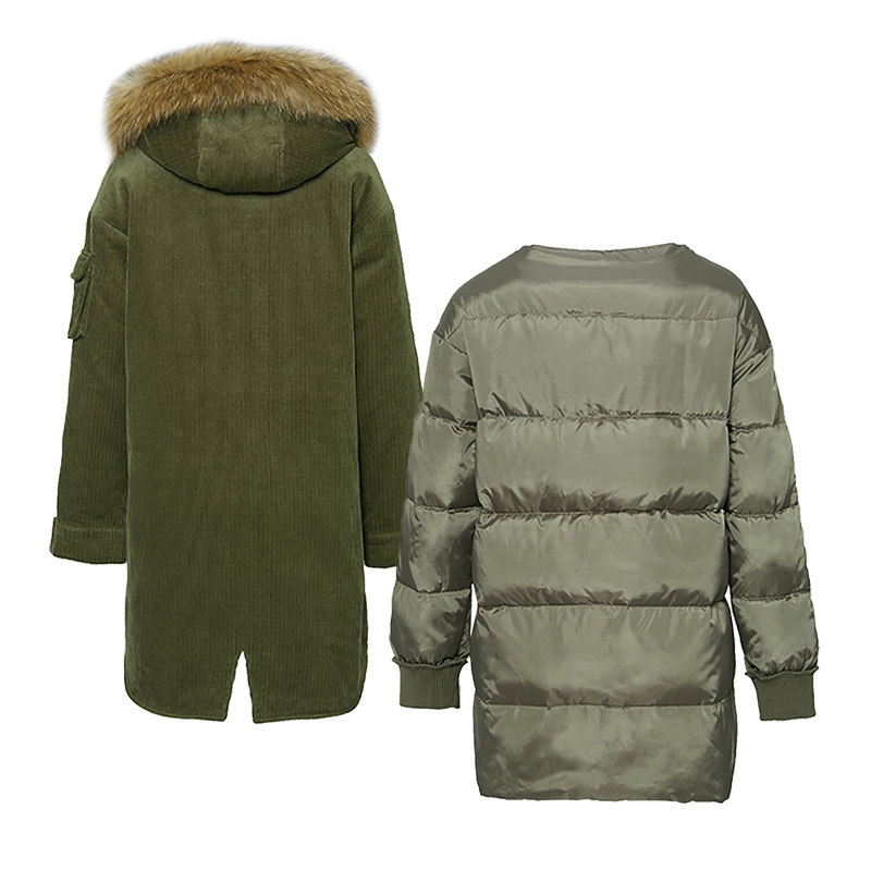 艾格冬季女装时尚纯色中长款棉服 艾格银座棉衣/棉服