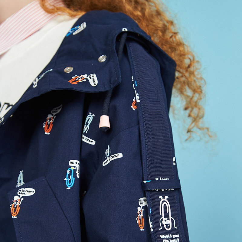 艾格春秋季女装时尚百搭印花图案 艾格银座短外套