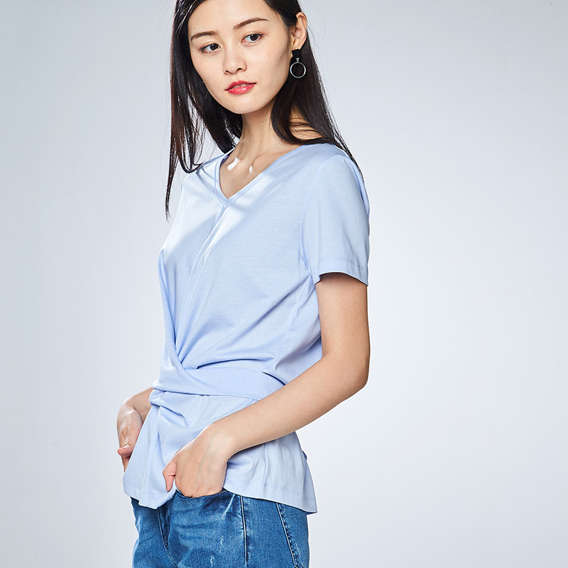 艾格夏季女装时尚百搭舒适休闲宽松 艾格银座T恤