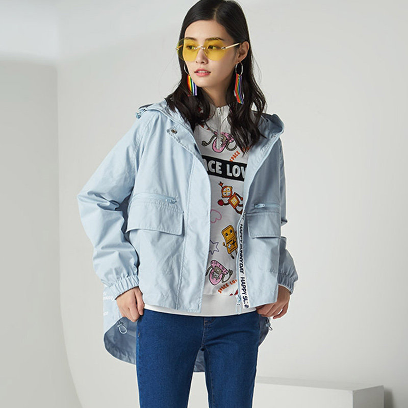 【断码l】艾格春秋季女装百搭拉链 艾格银座短外套