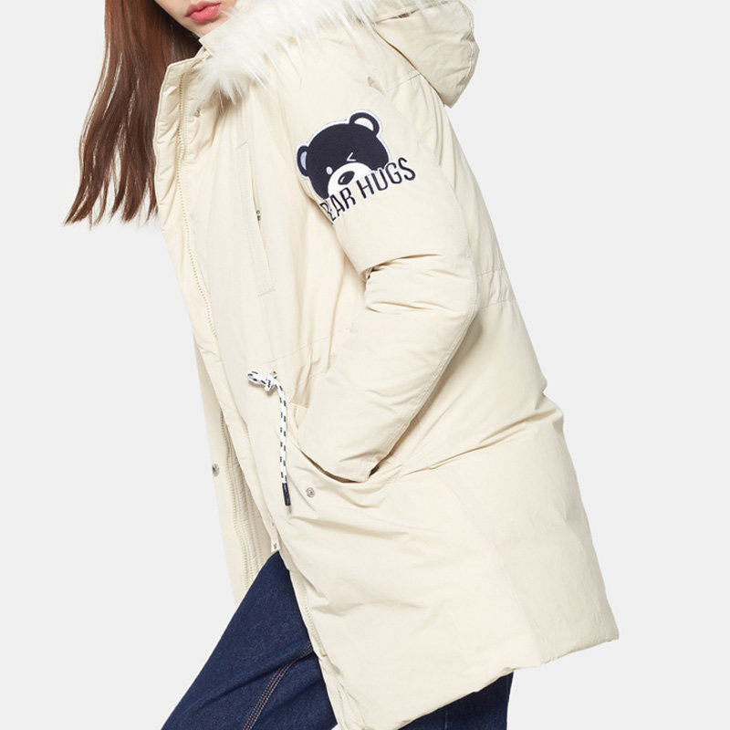 【断码m】艾格冬季女装毛领白鸭绒 艾格银座羽绒服