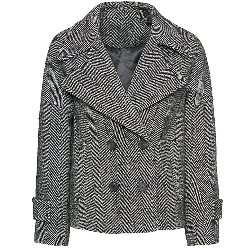 艾格2019冬季新品女装纯色西装领 艾格银座短外套