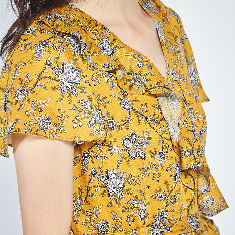 艾格官方旗舰店夏天新品收腰连衣裙 艾格银座连衣裙