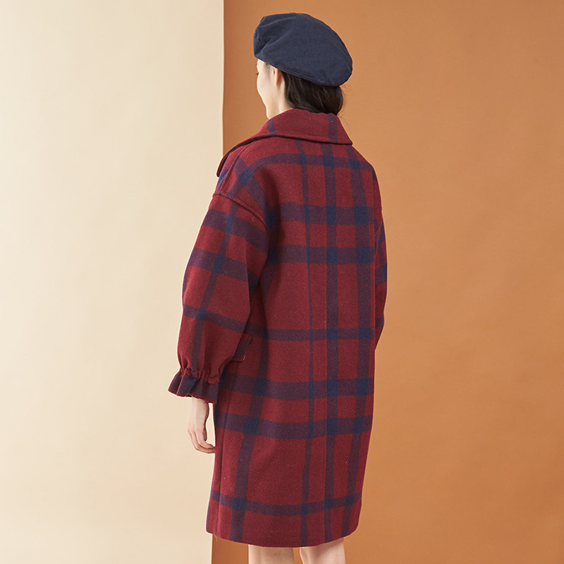 【断码l】艾格冬季女装羊毛百搭大衣 艾格银座毛呢外套