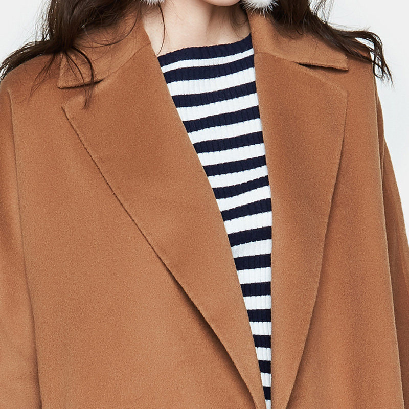 【断码l】艾格冬装女装纯色毛呢大衣 艾格银座毛呢外套