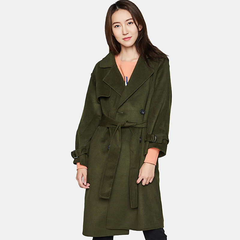 艾格冬季女装韩版流行修身纯色大衣 艾格银座毛呢外套