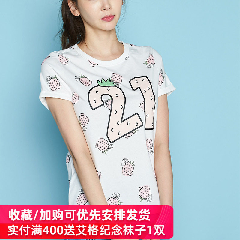 艾格2020夏季女装显瘦卡通动漫t恤 艾格银座T恤