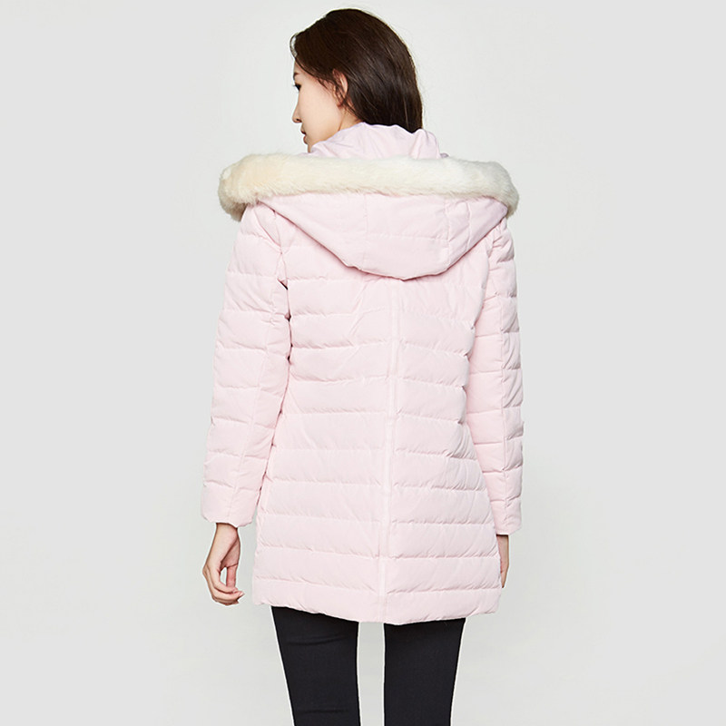 艾格新款不过时百搭修身连帽白鸭绒 艾格银座羽绒服