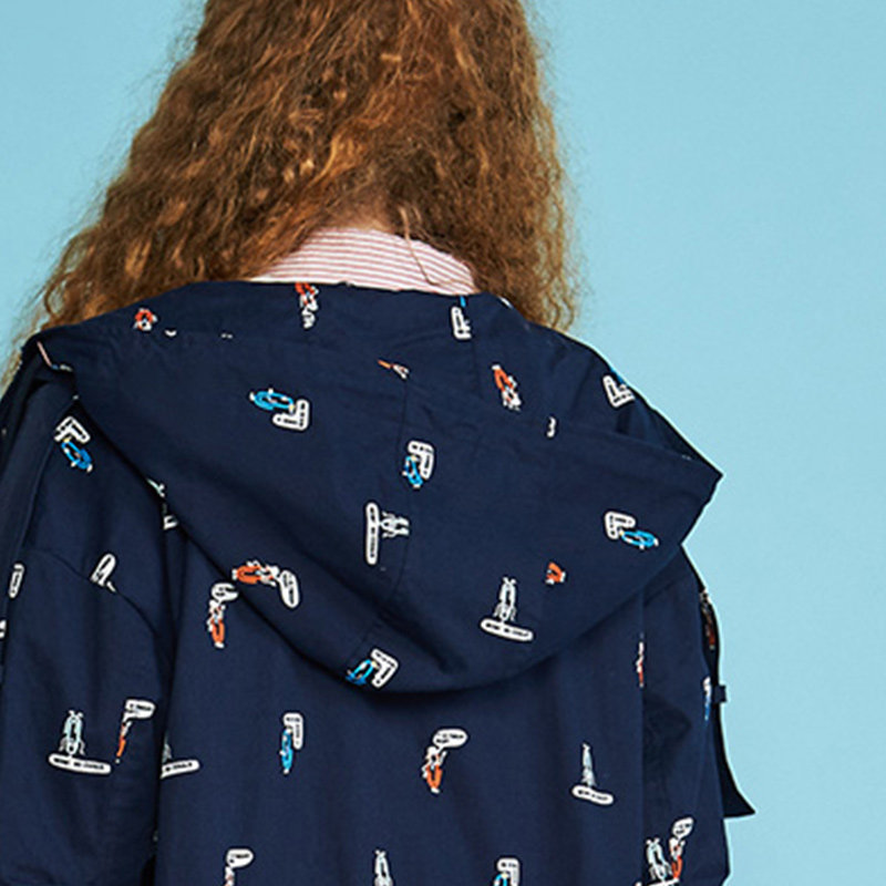 艾格春秋季女装时尚百搭印花图案 艾格银座短外套