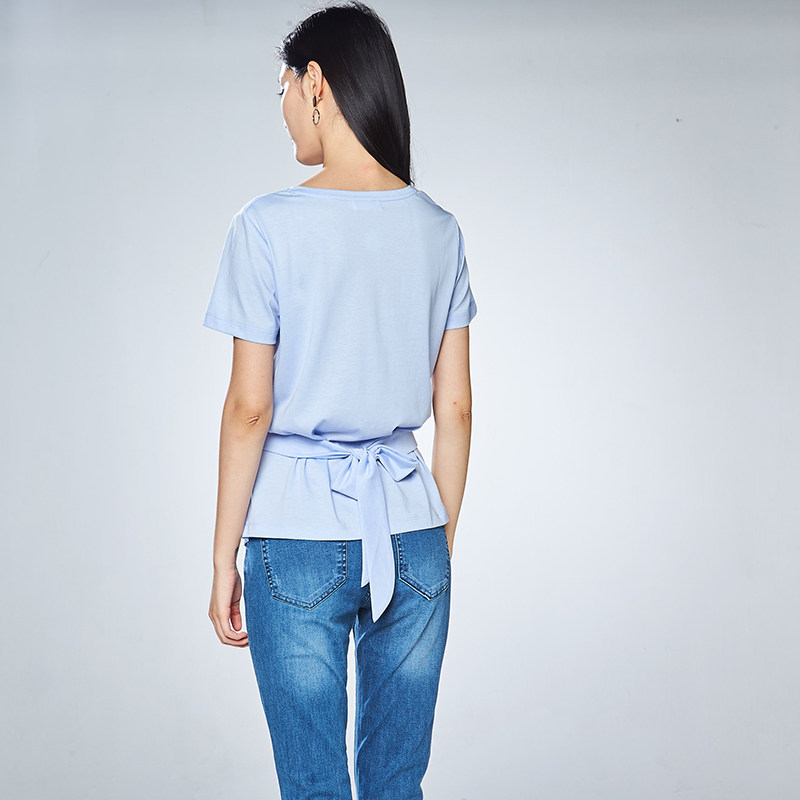 艾格夏季女装时尚百搭舒适休闲宽松 艾格银座T恤